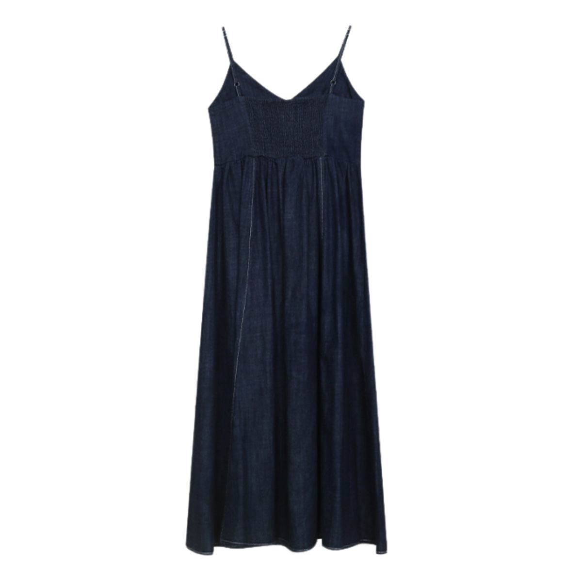 Dark Blue Denim Spaghetti Strap Midi Dress