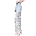 Risen Jeans Rhinestones & Sequins Cut-Out Wide-Leg Jeans
