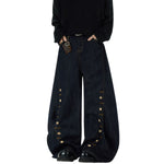 Button Fly Scimitar Wide Leg Jeans