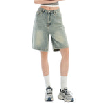 Mud WashedWomen's Vintage Washed Bermuda Denim Shorts