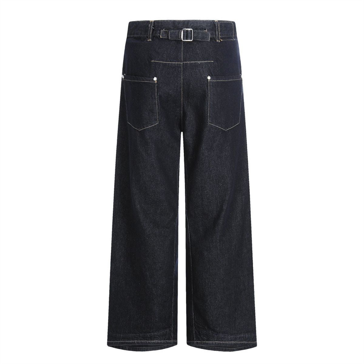 Men's Original Denim Loose Wide-Leg Straight Pants with Contrast Stitching
