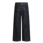Men's Original Denim Loose Wide-Leg Straight Pants with Contrast Stitching