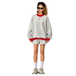 Mock Neck Sweatshirt With Contrast‑Color Stitching