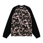 Raglan-Sleeve Camo Waffle Knit Long-Sleeve T-Shirt