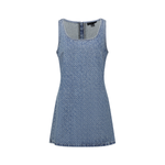 Sleeveless Jacquard Rhinestone-Embellished Denim Dress