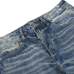 Washed Blue Lightning Design Relaxed Vintage Denim Jeans