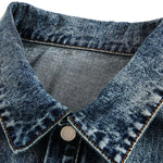 Zipper-embroidered Loose Retro Washed Denim Jacket