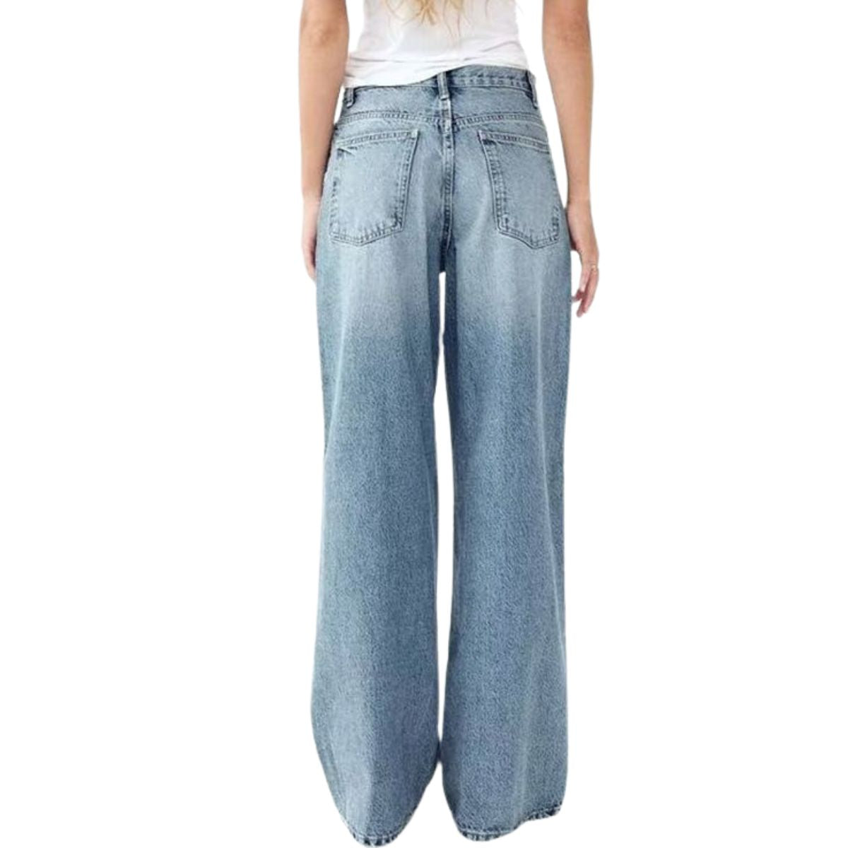Crossover Asymmetric High-Rise Wide-Leg Jeans