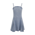 Ruffled Neckline Pleated Hem Slip Dress