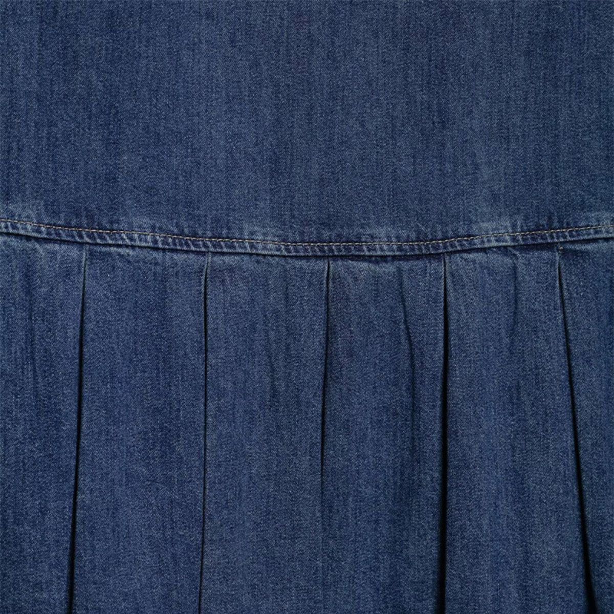 Strappy Pleated Denim Mini Dress