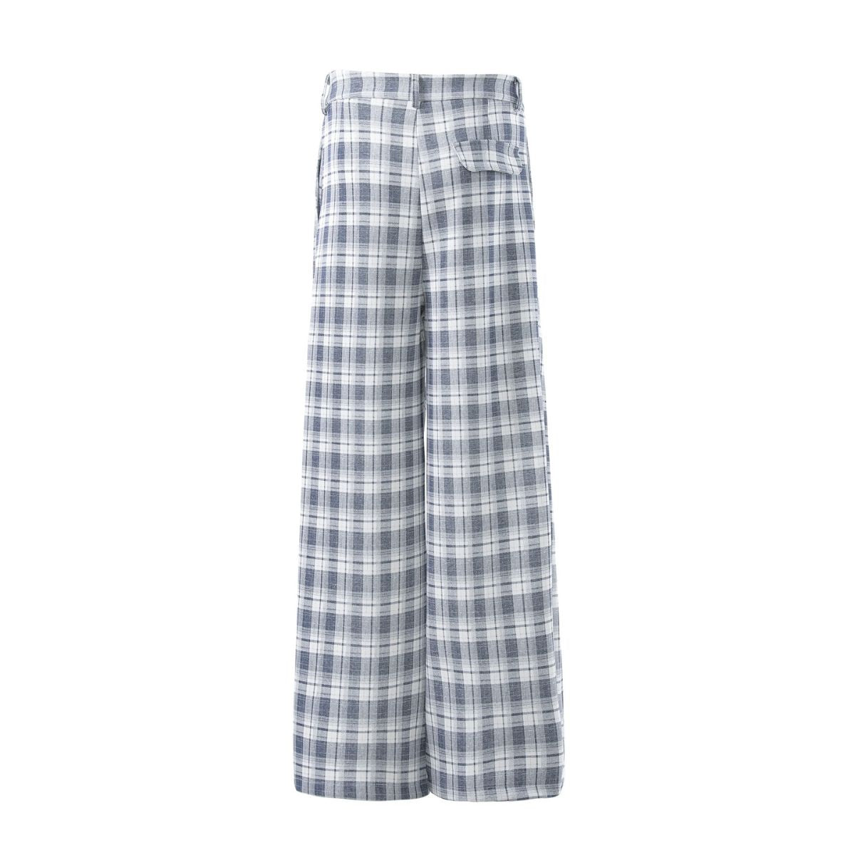 Vintage Plaid Pleated Wide Leg Trousers
