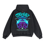 Conspiracy Alien Graphic Double Slider Zip Hoodie-INNBLAC Fashion Apparel