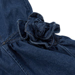 Falda vaquera con bordado de perlas y lavado vintage