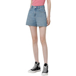 High-Rise Whisker Denim Shorts