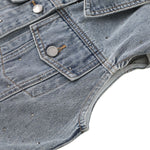 Women's Rhinestone-Embellished Denim Vest
