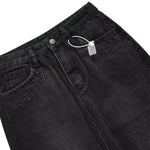 Falda vaquera con bordado de perlas y lavado vintage