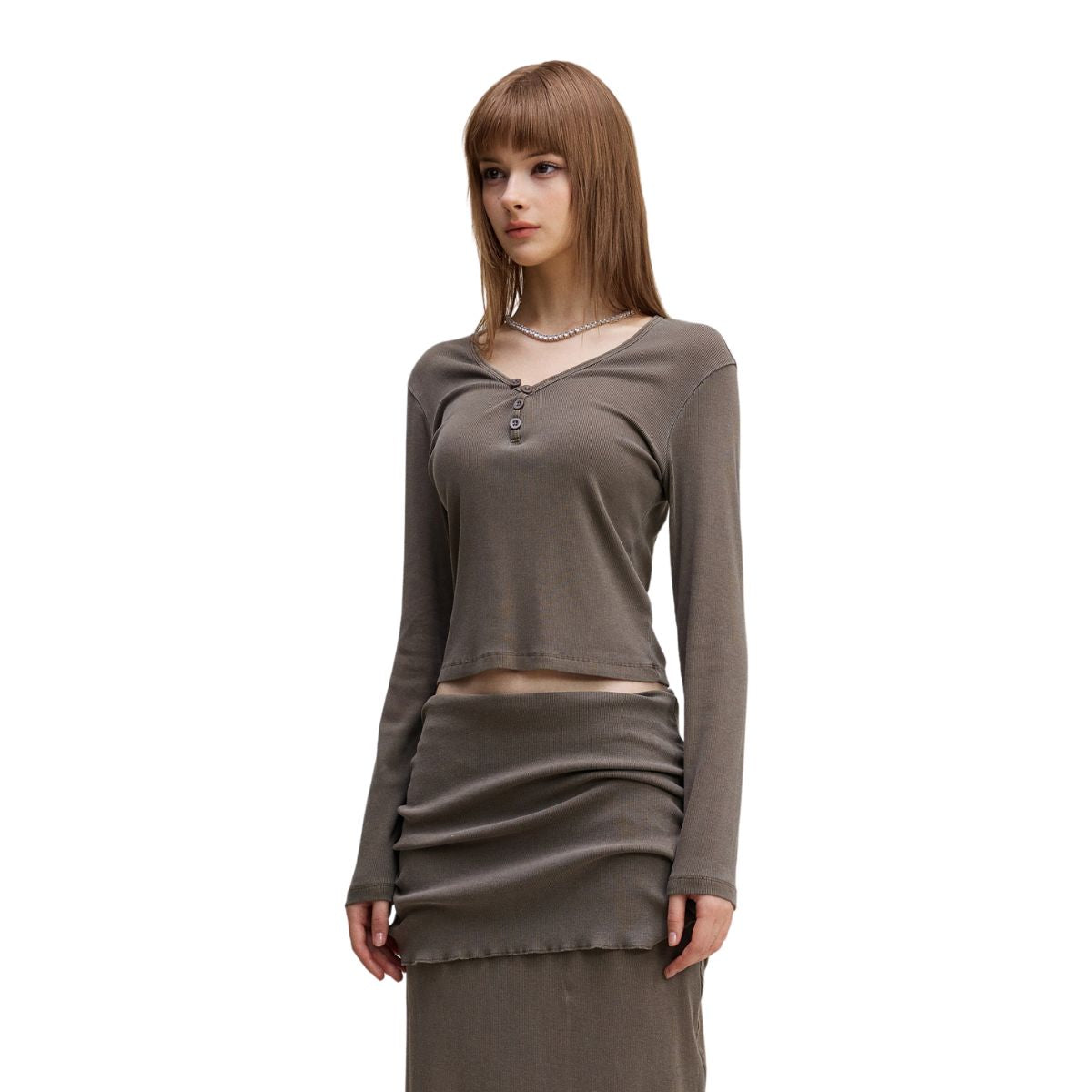 Long-Sleeve Ribbed Henley Top 8.25oz