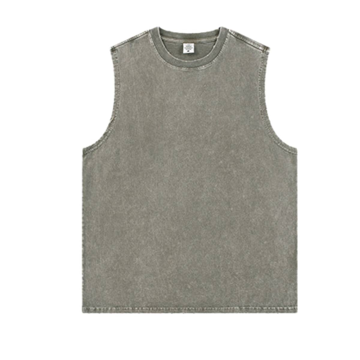Acid Wash Raw Edge Sleeveless Tee