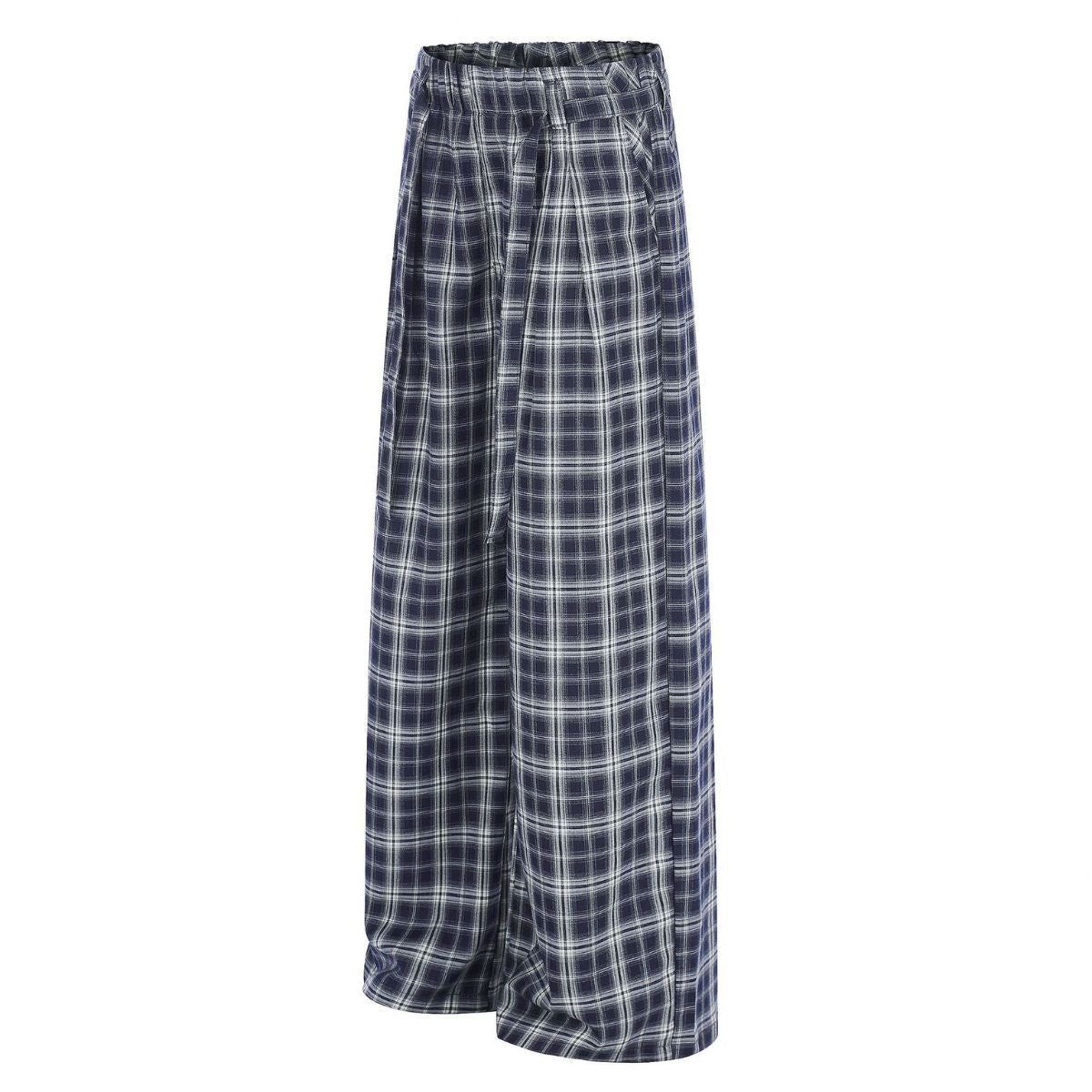 Vintage Plaid Wide Leg Casual Trousers