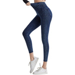 High Waisted Washed Denim Capri Leggings