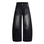 Vintage Washed High Waist Distressed Relaxed Straight Leg Denim Jeans
