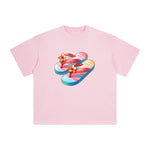 Flower Beach Slippers Comic Graphic Tee-INNBLAC Fashion Apparel