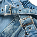 Cross Belt Cargo Denim Mini Skort