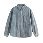 American Vintage Irregular Wear Pattern Design Washed Denim Jacket
