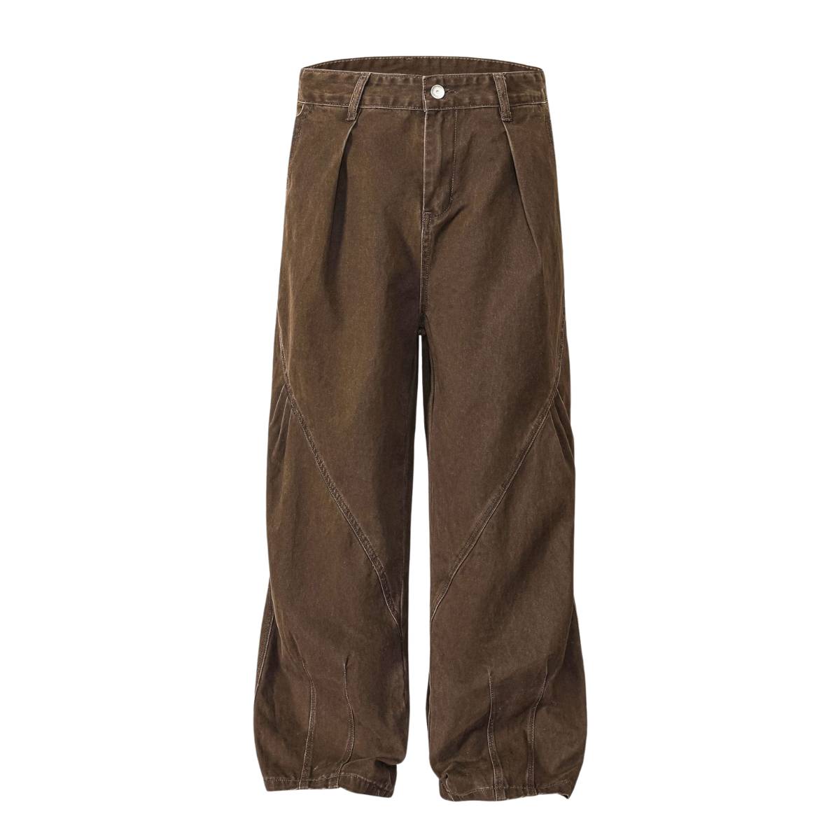 Striped Corduroy Patchwork Relaxed Fit Multi-Pocket Utility Cargo Pants