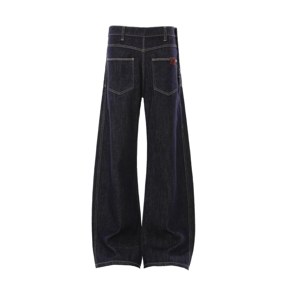 Vintage Washed Asymmetric Side Split Barrel Leg Jeans