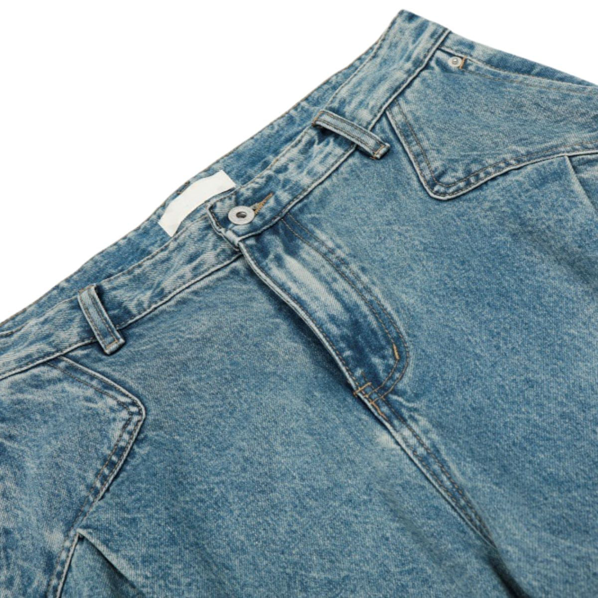 Men's Washed Denim Punk Wide-Leg Work Pants