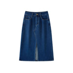 Falda vaquera con bordado de perlas y lavado vintage