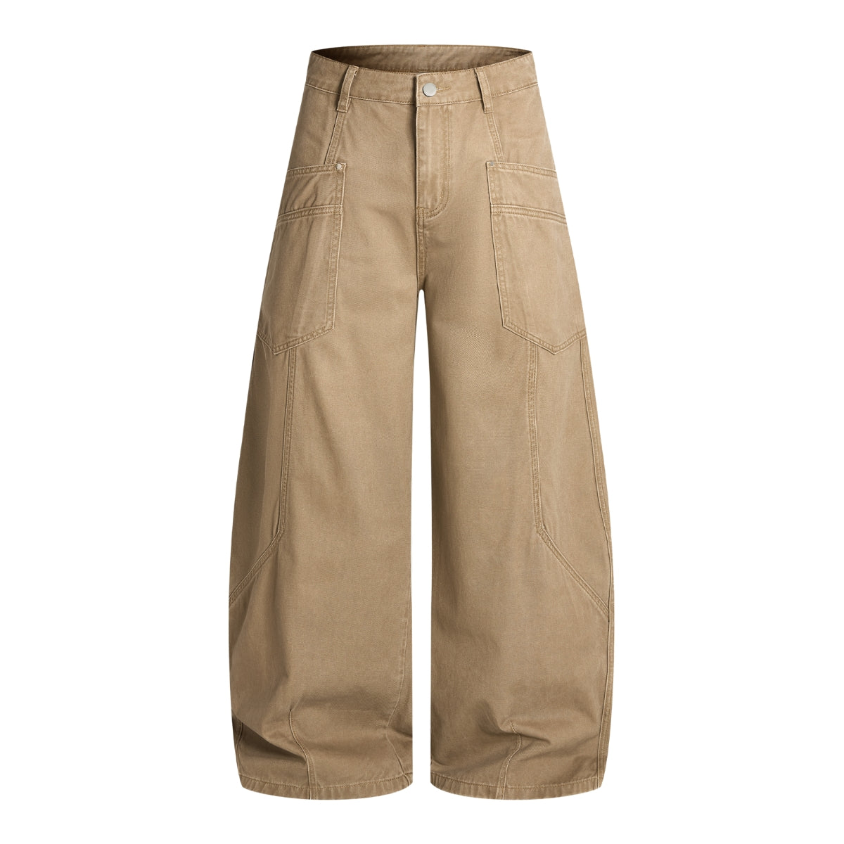 Vintage Washed Baggy Curved-Leg Cargo Pants