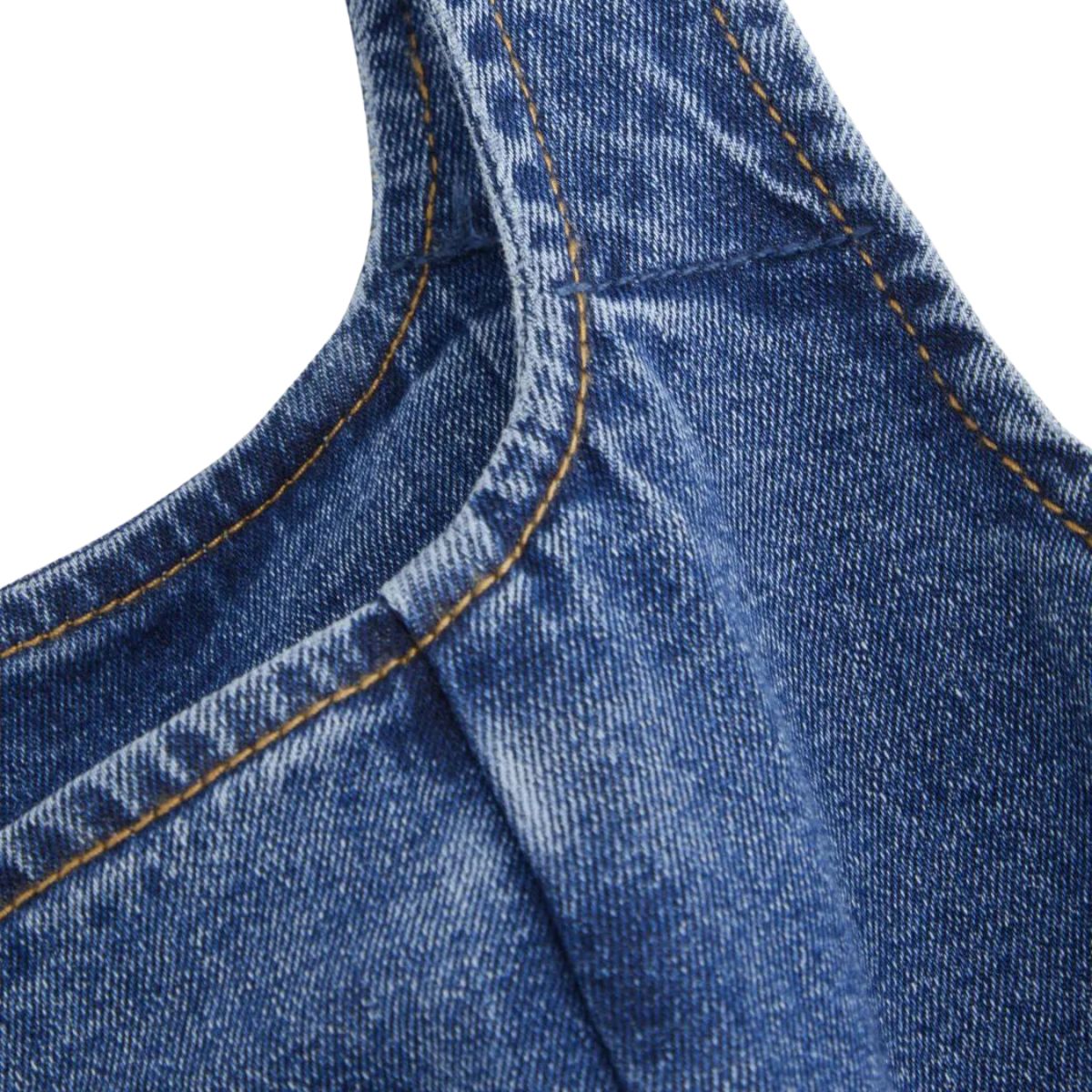 Falda vaquera con bordado de perlas y lavado vintage