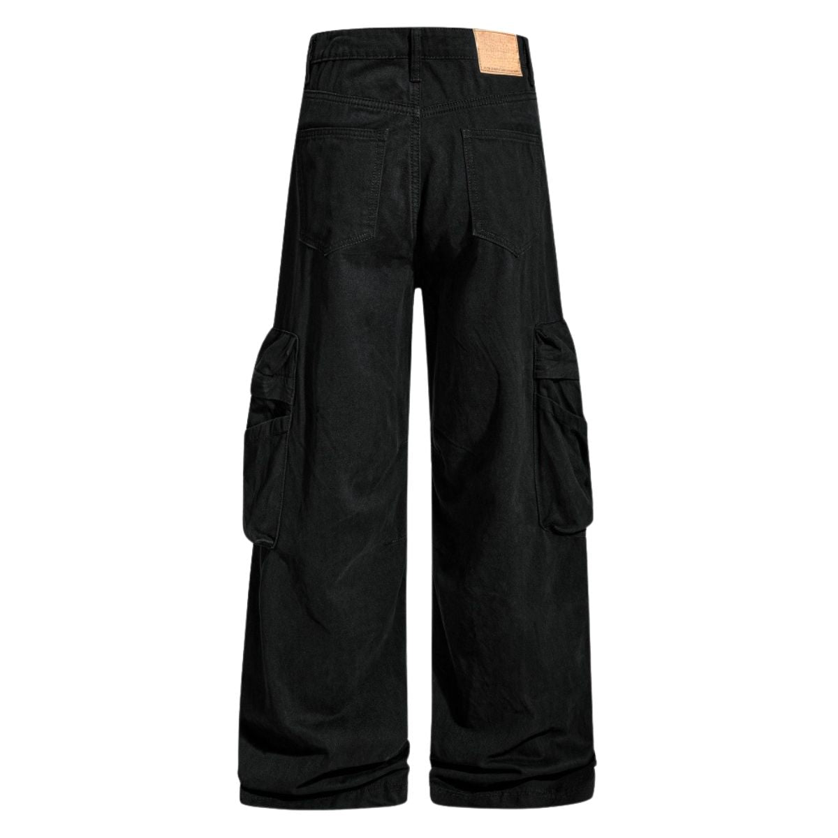 Men's Distressed Washed Denim Cargo Pants Punk Street Loose Zipper