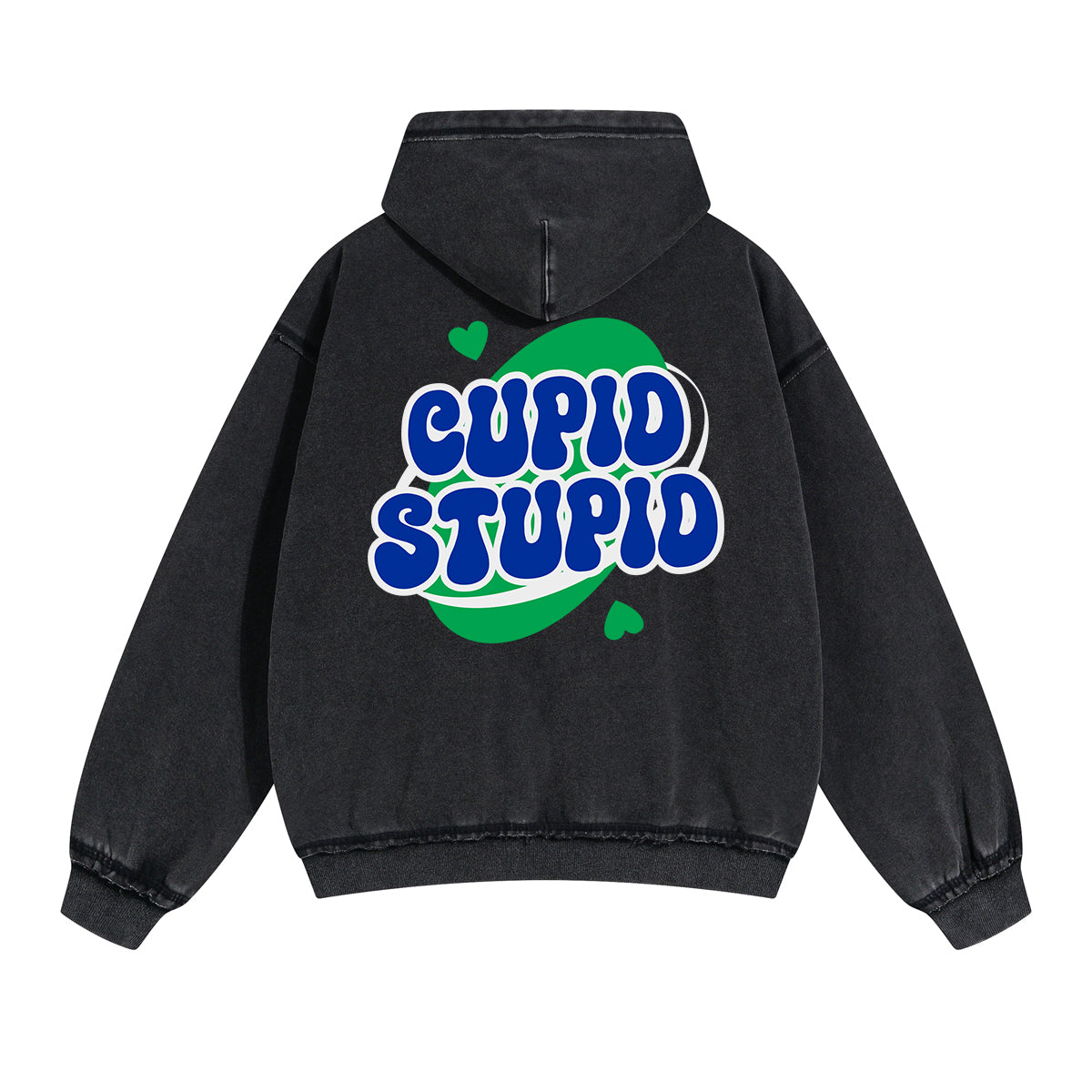 Cupid Stupid Y2K Valentines Graphic Washed Hoodie-INNBLAC Fashion Apparel