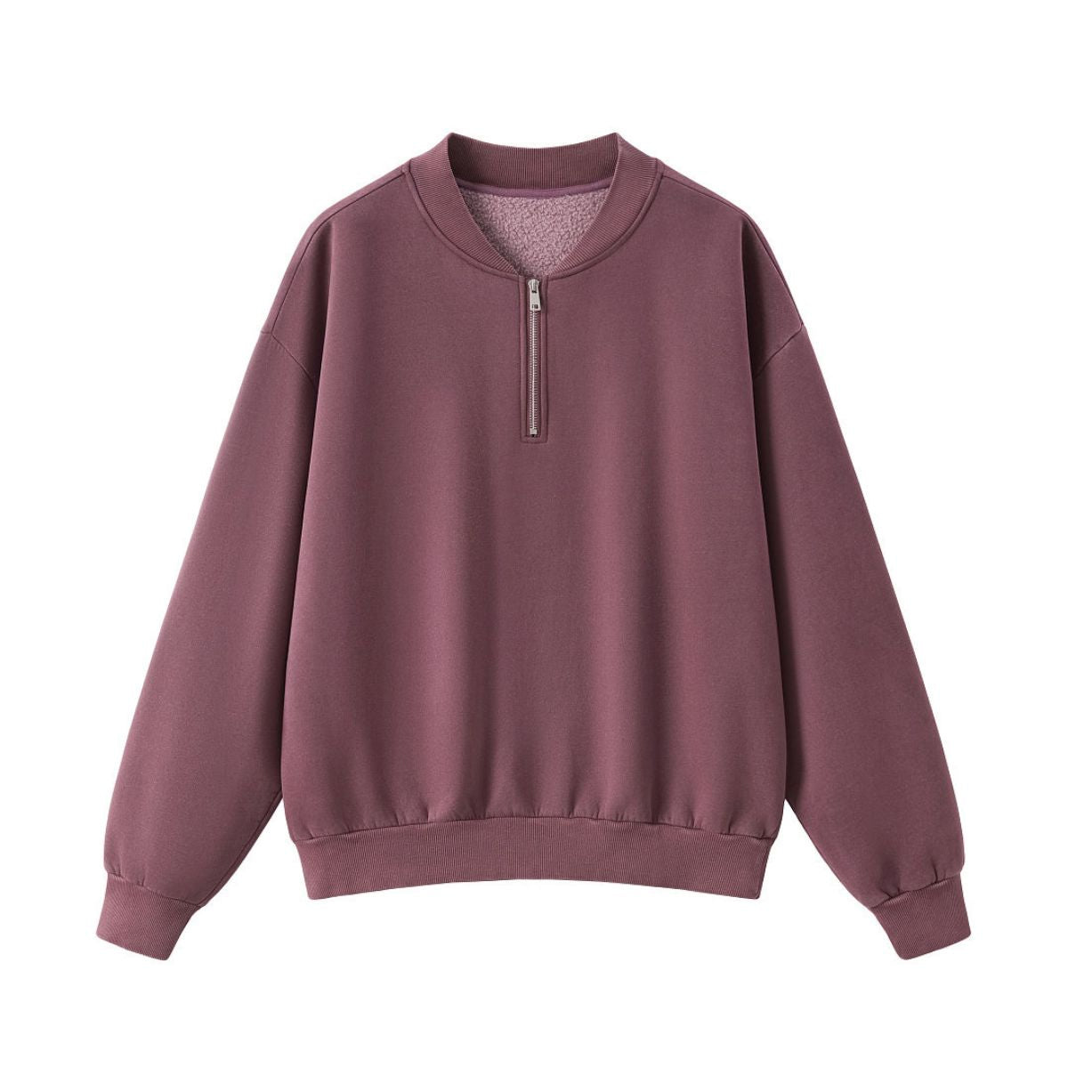 Washed Overdye Half‑Zip Metal Zipper Crew Neck Sweatshirt