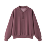 Washed Overdye Half‑Zip Metal Zipper Crew Neck Sweatshirt