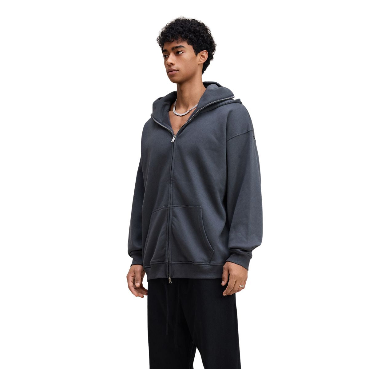 Unisex Full-Zip Fleece Layered Hood Hoodie
