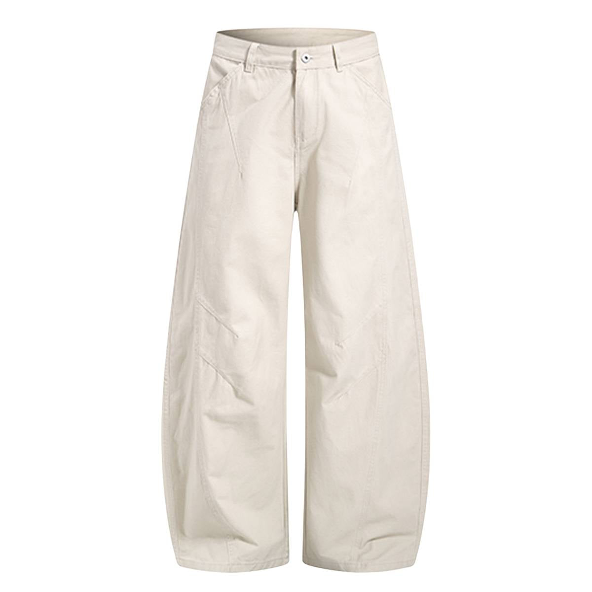 Pantalones de algodón con pierna ancha y color liso