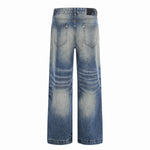 Men's Punk Washed Loose Straight Denim Pants Vintage Casual