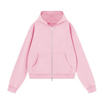 French Terry Washed Distressed Double‑Zip Hoodie