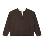 Quiet Luxury Fake Two‑Piece Henley Long Sleeve T‑Shirt