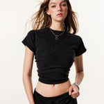Crew Neck Ribbed Crop T Shirt 8oz