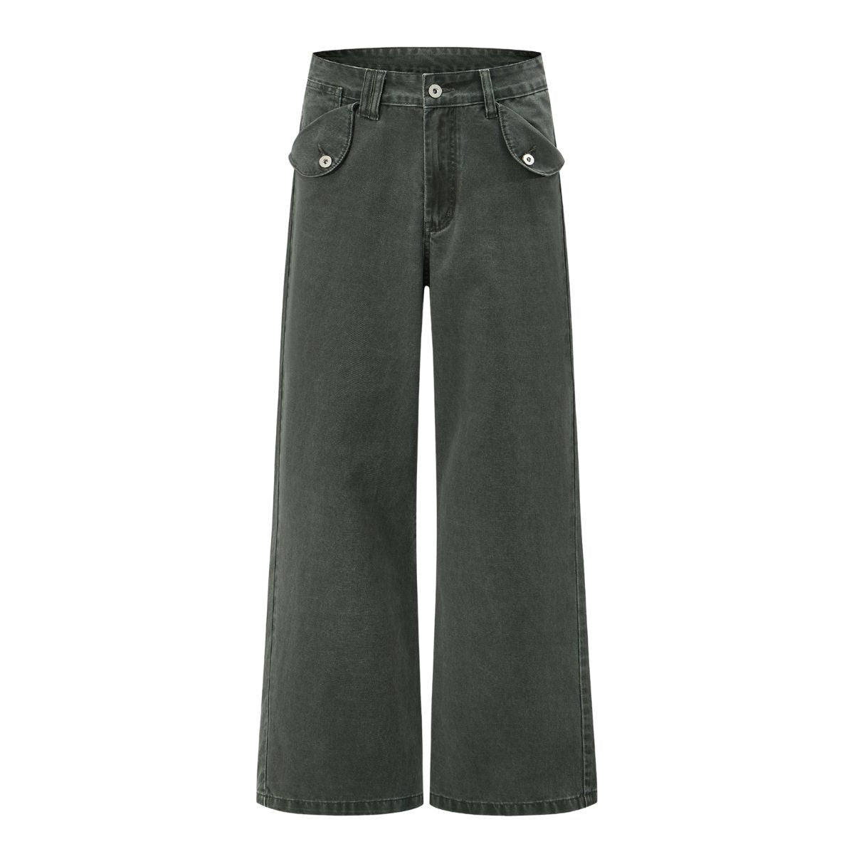 Relaxed Bootcut Pants With Reverse‑Pocket Washed‑Out Fade