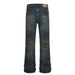 Men's Distressed Paint Splatter Denim Pants Vintage Loose Flare
