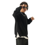 Solid Color Side-Split Fleece Sweatshirt