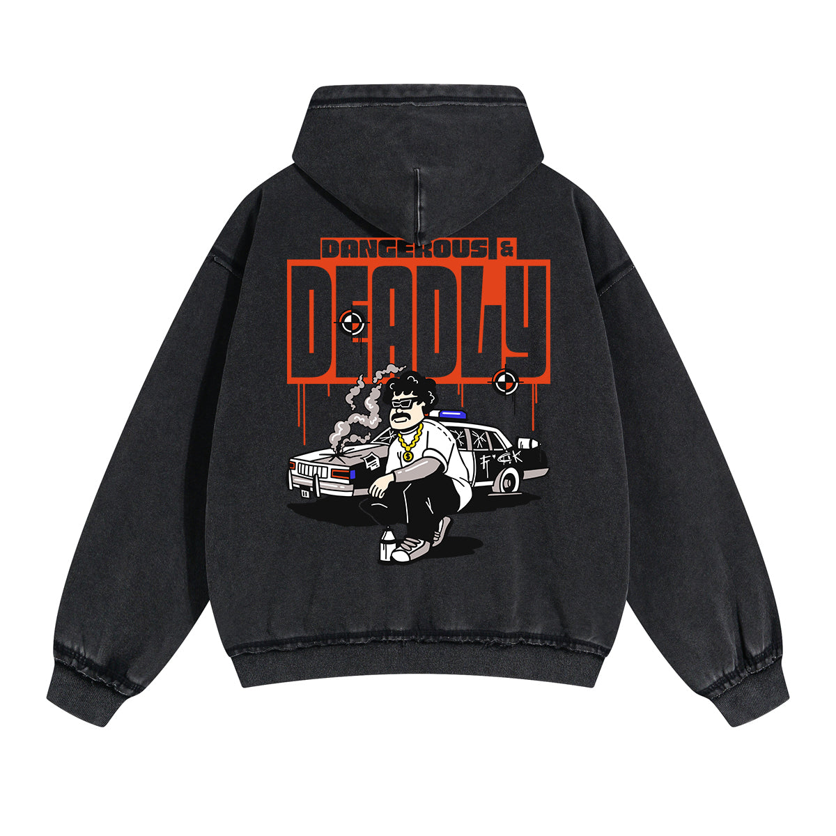 Graffiti Cartoon Double Slider Zip Hoodie-INNBLAC Fashion Apparel