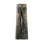 Vintage Washed Chain Graphic Straight Leg Jeans