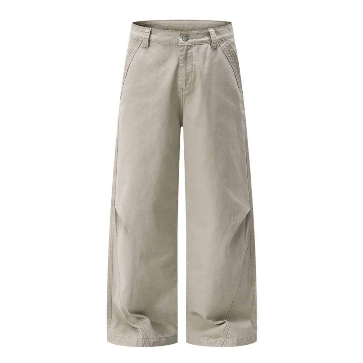 Vintage Washed Seam‑Detail Wide Leg Trousers